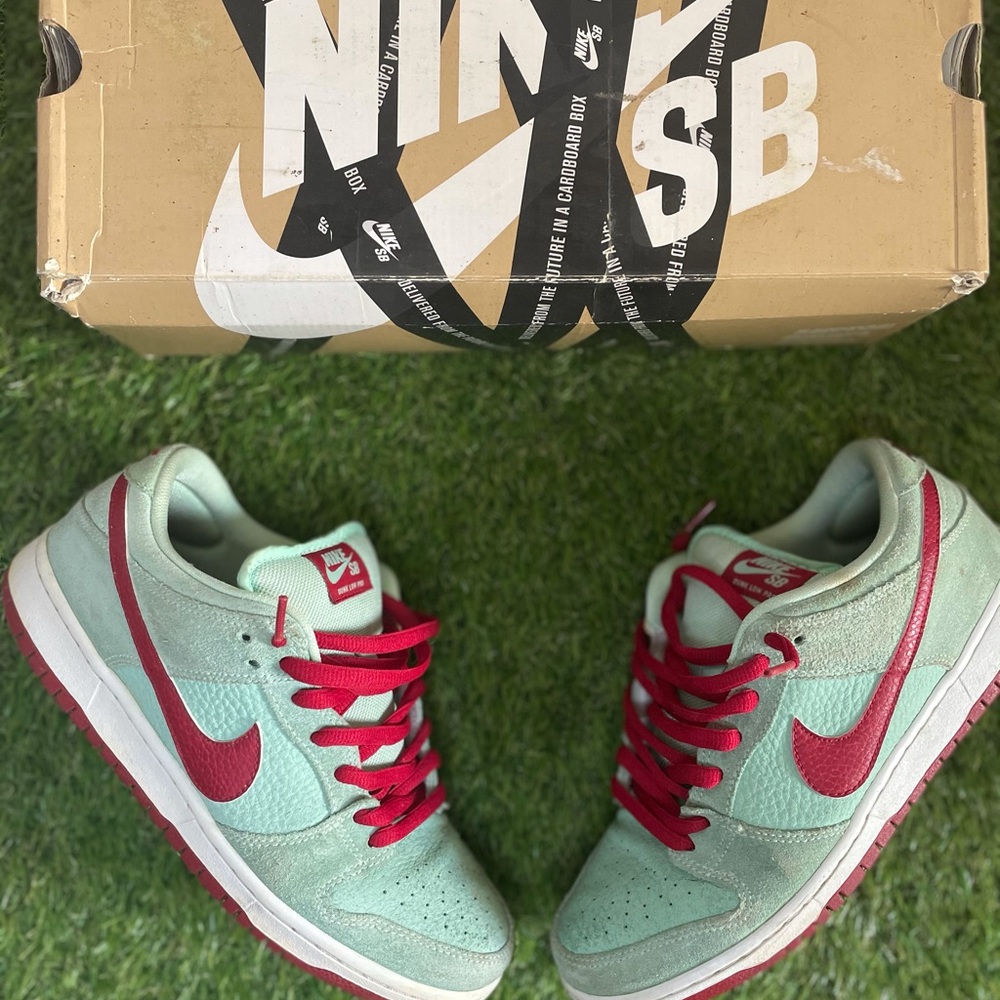 Nike Sb dunk low “Mint Red” size 9